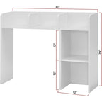 White Desk Hutch Bookshelf with Monitor Opening and Side Shelves for 1 Person