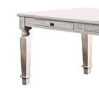 Distressed White Solid Wood Dining Table with 2 Drawers and Tapered Legs for 4–6 Person