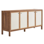Walnut Wood Grain Sideboard Storage Cabinet with Soft-Close Doors for 1 Person