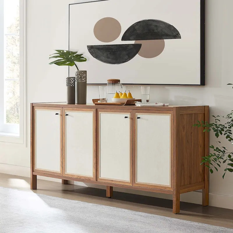 Capri 65  Wood Grain Sideboard Storage Cabinet