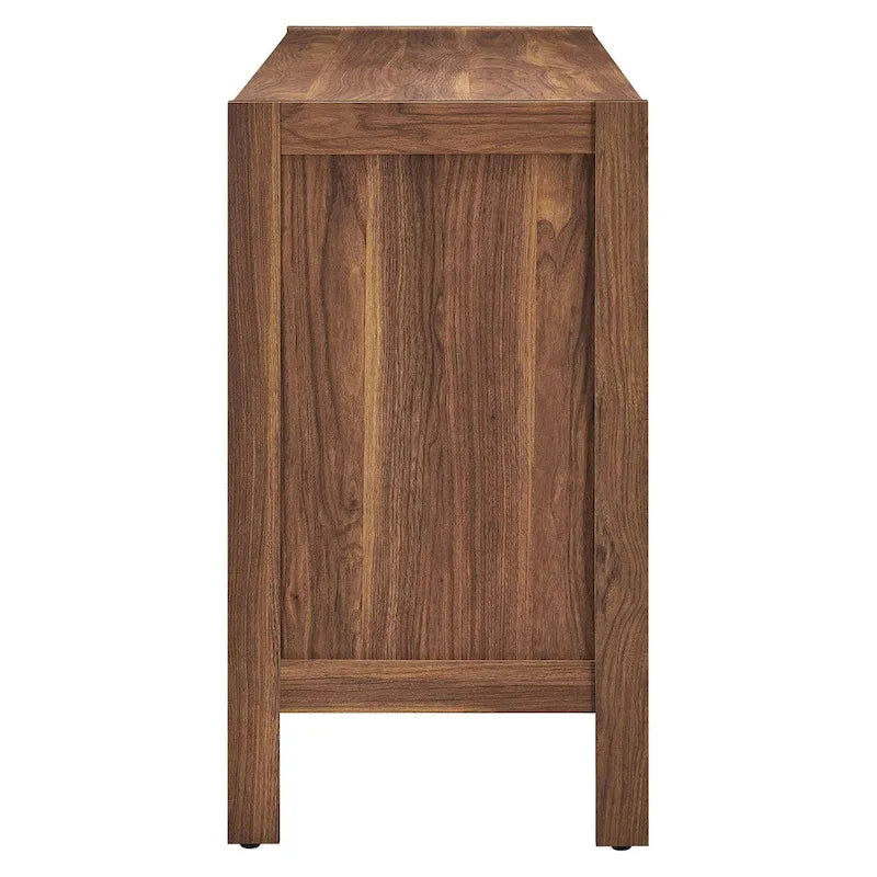 Walnut Wood Grain Sideboard Storage Cabinet with Soft-Close Doors for 1 Person