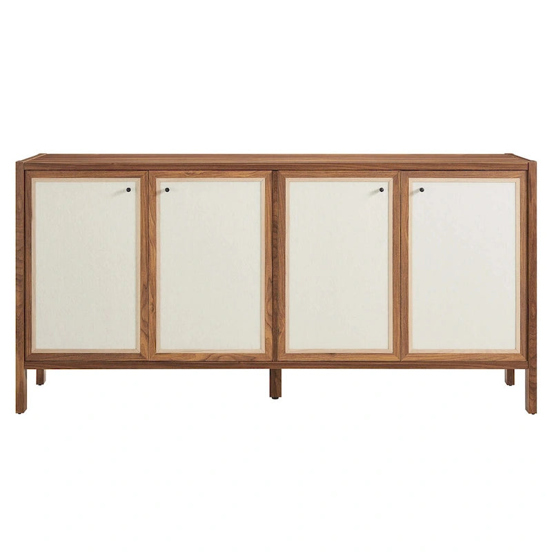 Walnut Wood Grain Sideboard Storage Cabinet with Soft-Close Doors for 1 Person