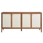 Walnut Wood Grain Sideboard Storage Cabinet with Soft-Close Doors for 1 Person