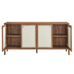 Walnut Wood Grain Sideboard Storage Cabinet with Soft-Close Doors for 1 Person