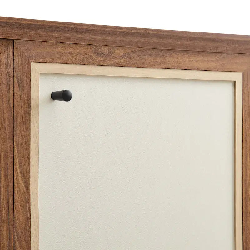 Walnut Wood Grain Sideboard Storage Cabinet with Soft-Close Doors for 1 Person