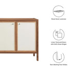 Walnut Wood Grain Sideboard Storage Cabinet with Soft-Close Doors for 1 Person