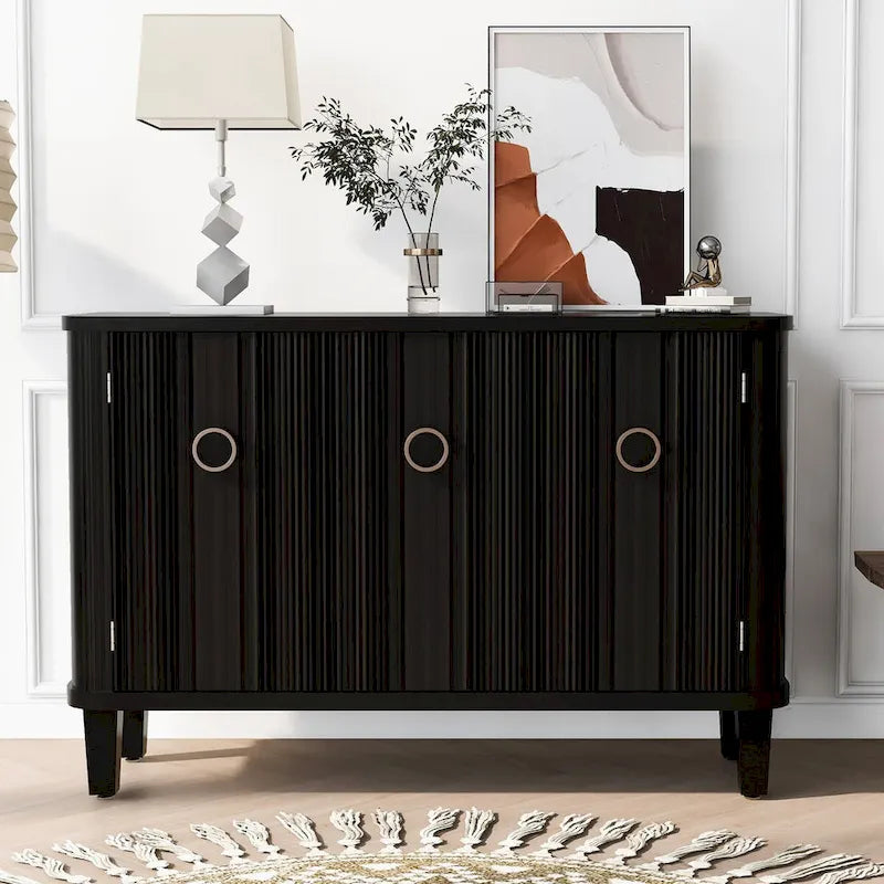 Black / White Three-Door Storage Cabinet with Adjustable Shelves for 1–2 Person