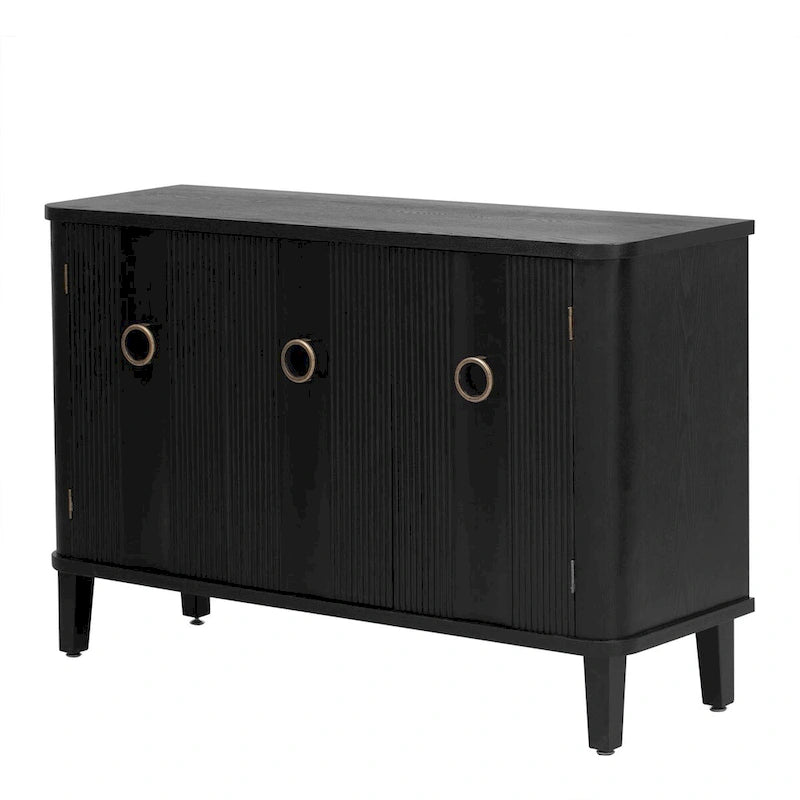 Black / White Three-Door Storage Cabinet with Adjustable Shelves for 1–2 Person