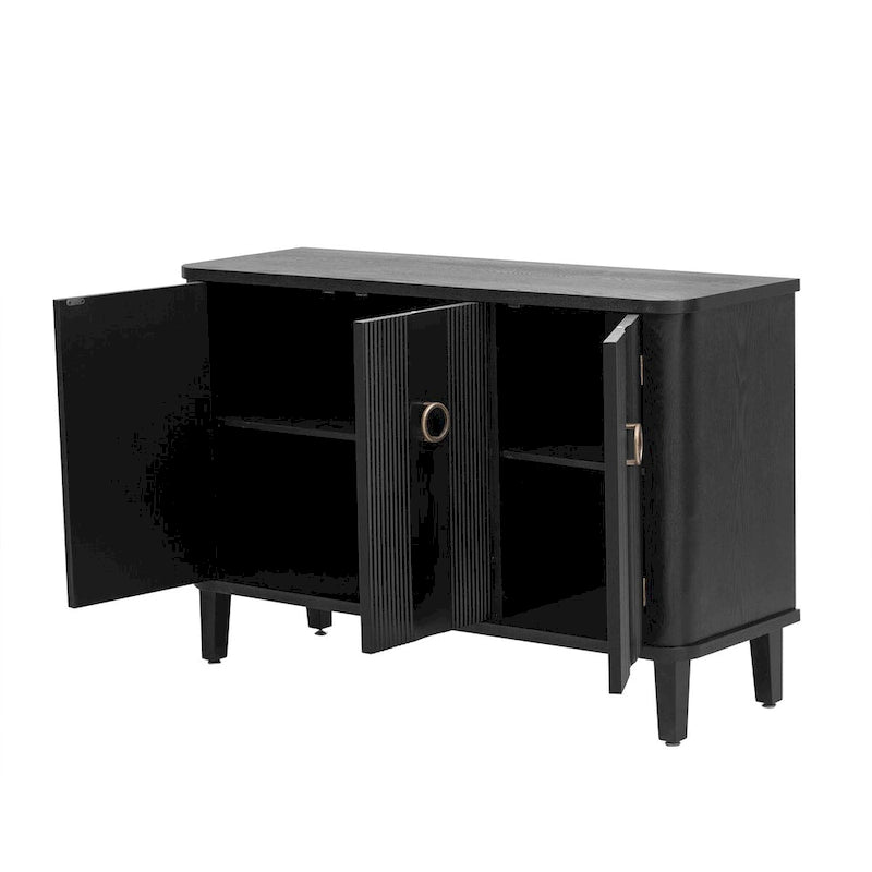 Black / White Three-Door Storage Cabinet with Adjustable Shelves for 1–2 Person