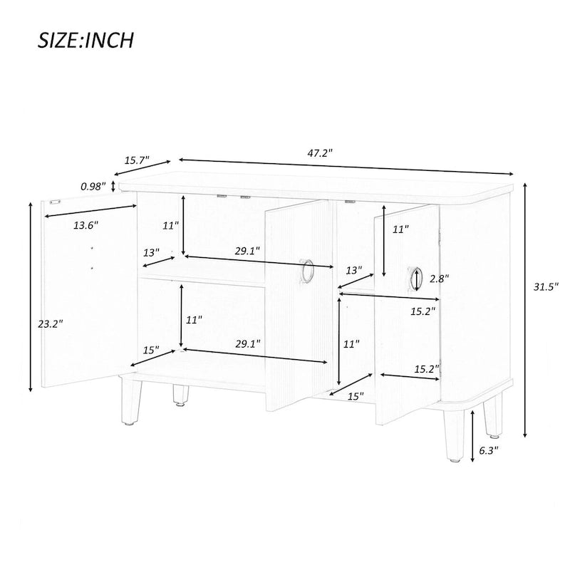 Black / White Three-Door Storage Cabinet with Adjustable Shelves for 1–2 Person