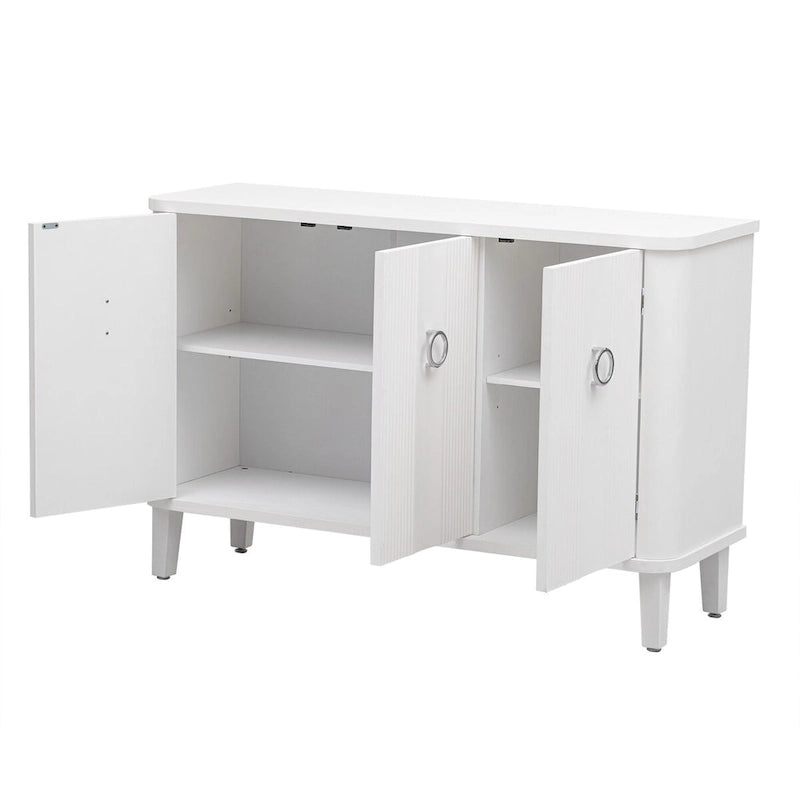 Black / White Three-Door Storage Cabinet with Adjustable Shelves for 1–2 Person