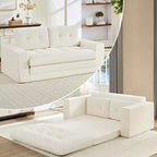 Mjkone 71" 2-in-1 Schlafsofa, umwandelbar, gerippter Stoff, klappbares Zweisitzer-Schlafsofa mit geknöpften Polstern, platzsparend