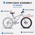 Okak 26-Zoll-Mountainbike mit Scheibenbremsen, 21-Gang-Erwachsenenfahrrad mit robustem Rahmen und doppelter Hinterradfederung, Fahrrad für Stadt- und Straßenfahrten