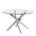 Gold X-Cross Base Round Glass Dining Table for 2–4 Person