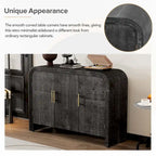 Natural Wood Wash / Antique Black Curved 3-Door Sideboard with Adjustable Shelves for 1–2 Person