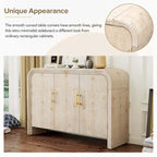 Natural Wood Wash / Antique Black Curved 3-Door Sideboard with Adjustable Shelves for 1–2 Person