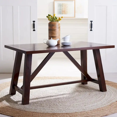 SAFAVIEH Laverna Brown Rectangle Dining Table - 57  W x 36  L x 30  H - 57Wx36Dx30H