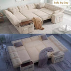 Dyonery 112 Modulares Schlafsofa mit Ausziehfunktion, U-förmiges Schnittsofa mit Stauraum, extra breite und tiefe Sitzflächen für das Wohnzimmer