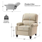 2er-Set Elisabete Modern Wingback Echtleder-Liegesessel mit Vintage-Nagelkopfleiste für Wohn- und Schlafzimmer | ART OF LIVING DESIGNS