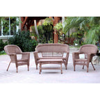 4-teiliges Loungeset aus Polyrattan für den Außenbereich