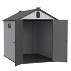 2 x 1,2 m/2 x 2,4 m/2,4 x 1,8 m/2,4 x 3 m Allwetter-Gartenhaus aus Harz mit Bodenplatte, Spire-Geräteschuppen