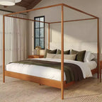 Harbor King Himmelbett mit gepolstertem Kopfteil, Blonde/Swiss Coffee (MD2411-01)