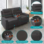 Beige/Graues 2-Sitzer Sofa mit Relaxfunktion aus Tech-Stoff, verstellbare Rückenlehne & Fußstütze