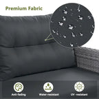 Outdoor-Rattan-Garnitur mit verstellbarem Tisch, Liegesesseln und 2 Hockern