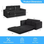 Mjkone 71" 2-in-1 Schlafsofa, umwandelbar, gerippter Stoff, klappbares Zweisitzer-Schlafsofa mit geknöpften Polstern, platzsparend