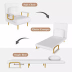 Klappbares Schlafsofa 3-in-1-Funktion - Verstellbare Rückenlehne mit 5 Positionen und Kissen, Platzsparender Schlafsessel für Wohnzimmer, Schlafzimmer & Büro (Weiß)