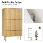 Weiß / Marmor & Holz Kommode mit 5 Schubladen – Geriffelte Platte, für 1 Person