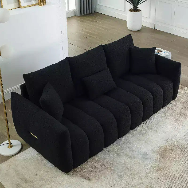 GDFStudio Alanna 79,5 Modernes 3-Sitzer-Sofa mit Teddyfell-Bezug und Kissen