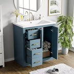 30 Zoll Einzelwaschtisch-Badschrank mit Unterschrank und 3 Schubladen – Schwarz / Blau / Grün / Indigo / Weiß