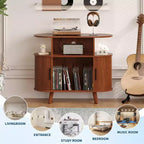 Plattenspielerständer im Mid-Century Modern Stil, Schallplattenregal aus Holz, offener Vinyl-Aufbewahrungsschrank, für Wohnzimmer, Schlafzimmer