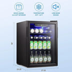 Mini Kühlschrank-100-Dosen-Getränkekühlschrank, Weinkühler, klare Glastür, kleines Getränk Touchscreen - 2.6 Cu. Ft.