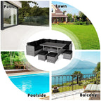 Costway 7-teiliges Terrassen-Essgruppe Rattan-Sofa Couch Ottomane – Details ansehen