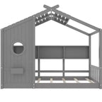 Bodenhausbett mit integrierten Ablageregalen & Lattenrost