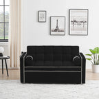 Samt-Schlafsofa zum Umbauen, 140 cm, 2-Sitzer, mit Ausziehbett, verstellbarer Rückenlehne, Seitentaschen und Handyhalterung