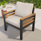 4-teiliges Outdoor-Sofa-Set für 5 Personen mit Couchtisch aus Massivholz und abnehmbaren Kissen