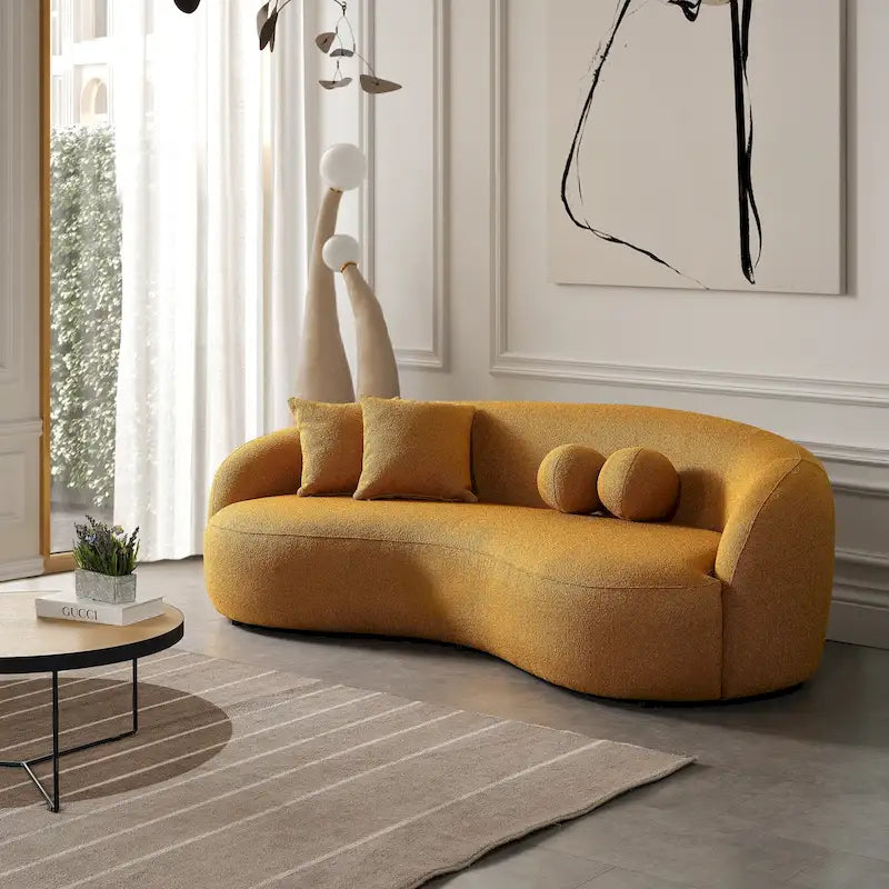 Blaine Japandi-Stil Luxuriöses modernes geschwungenes Sofa aus Bouclé-Stoff