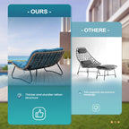 Doppelsessel Papasan mit Kissen, wetterfestes PE-Rattan und Metallrahmen für Innen- und Außenbereich