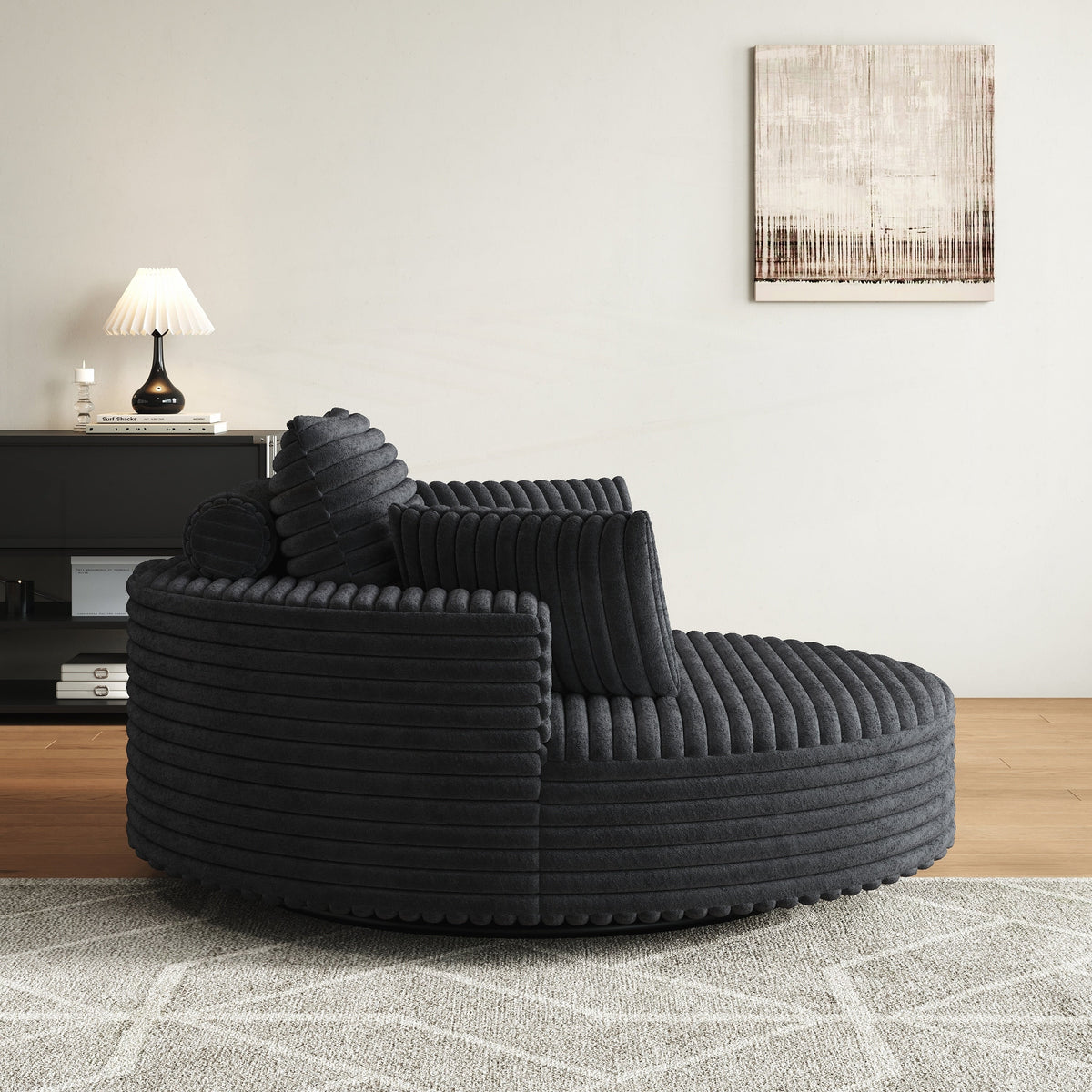 Einzelsessel aus Kord-Chenille-Schaumstoff, drehbar