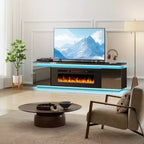 Skyzoo Elektrischer Kamin-TV-Ständer für Fernseher bis 80 Zoll mit LED-Beleuchtung & 4 Wechselstromsteckdosen, TV-Konsole für das Wohnzimmer