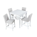 Modernes 5-teiliges Esszimmer-Set mit quadratischem Tresenhochtisch und 4 gepolsterten Stühlen