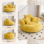Sitzsacksofa für Erwachsene und Kinder, übergroßer Cord-Sitzsackstuhl mit 3 Kissen und Armlehne für Wohnzimmer und Schlafzimmer