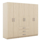 6-türiger Holz-Kleiderschrank mit 3 großen Schubladen für das Schlafzimmer