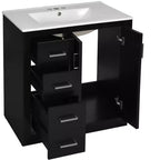 30 Zoll Einzelwaschtisch-Badschrank mit Unterschrank und 3 Schubladen – Schwarz / Blau / Grün / Indigo / Weiß