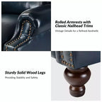 2er-Set Elisabete Modern Wingback Echtleder-Liegesessel mit Vintage-Nagelkopfleiste für Wohn- und Schlafzimmer | ART OF LIVING DESIGNS