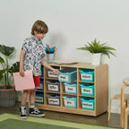 Mobiler Cubby-Schrank mit 15 offenen Behältern, 3x4, Kindermöbel