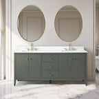 Vanity Art 72 Zoll Badezimmer-Waschtischunterschrank mit Doppelwaschbecken und Kunstmarmorplatte